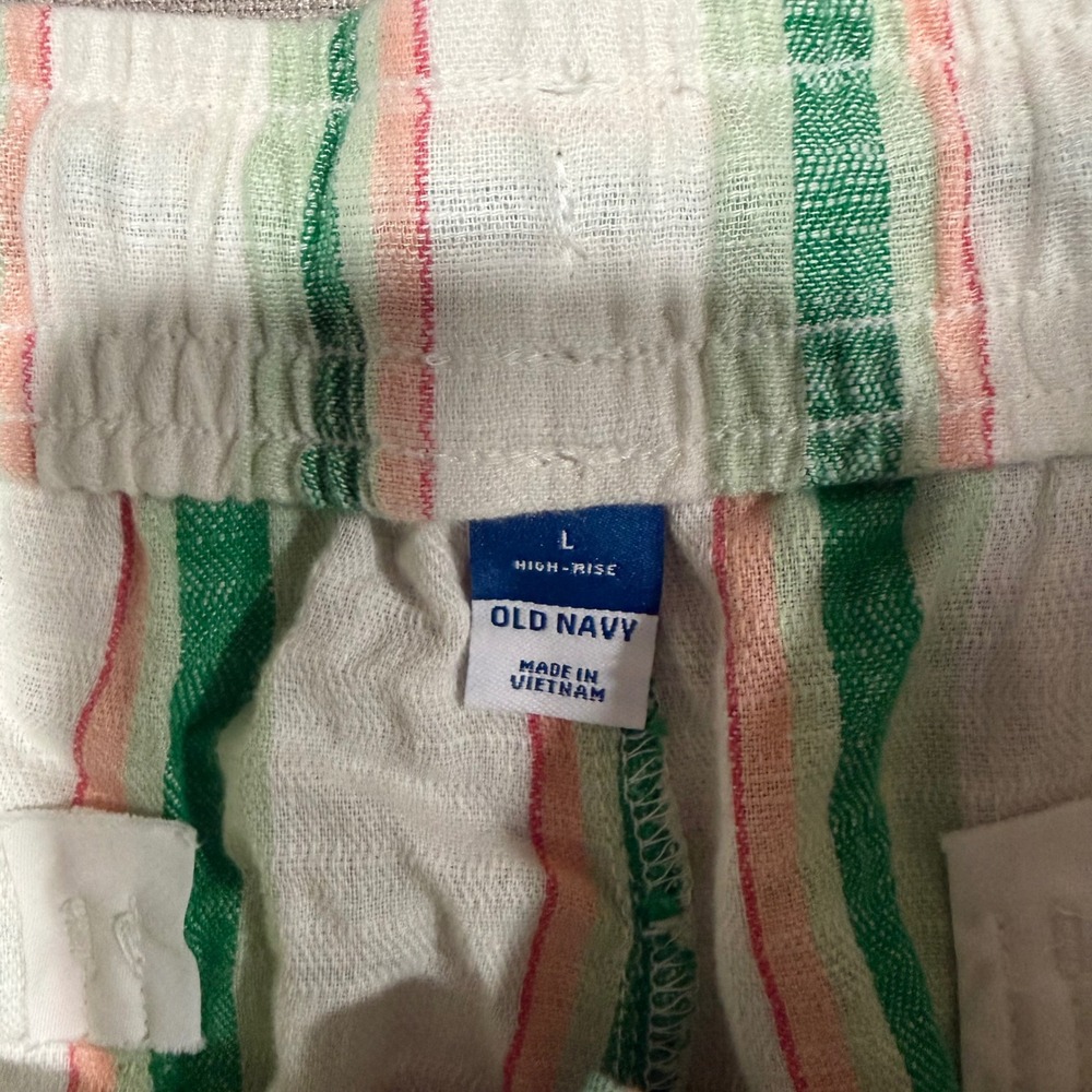 Old Navy High Rise Linen Blend Striped Shorts Womens Large Colorful Breathable - Picture 3 of 8